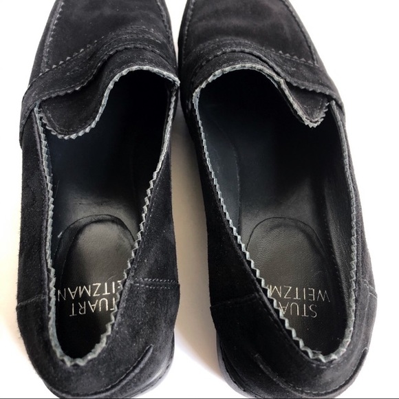 STUART WEITZMAN Loafers Black Suede Schooldays Penny Chunky oxfords platforms - Picture 8 of 16